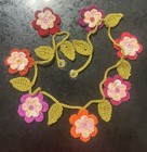 🌸🍃NEW hand Crochet Flower Bunting Leaf sequin Window 34” camper Christmas Gift