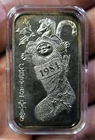 Christmas stocking 1984 Madison Mint 1 Troy oz .999 fine silver art bar C156