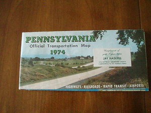 1974 Official Transportation Map of Pennsylvania