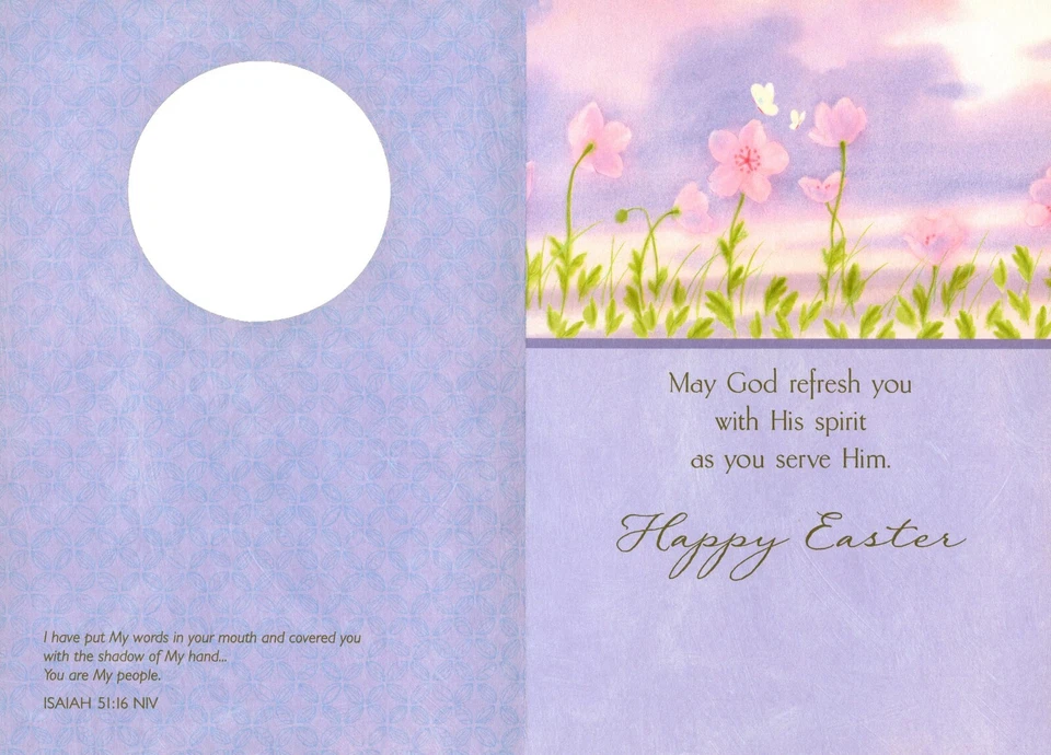 Tarjeta religiosa de Pascua PARA NIÑA, flor mariposa por día primavera + sobre Foto 2 de 4