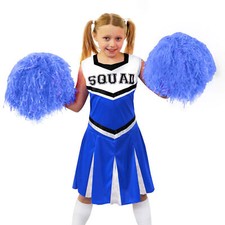 KINDER BLAU HIGH SCHOOL CHEERLEADER M&Auml;DCHEN KOST&Uuml;M MIT BOMMELN