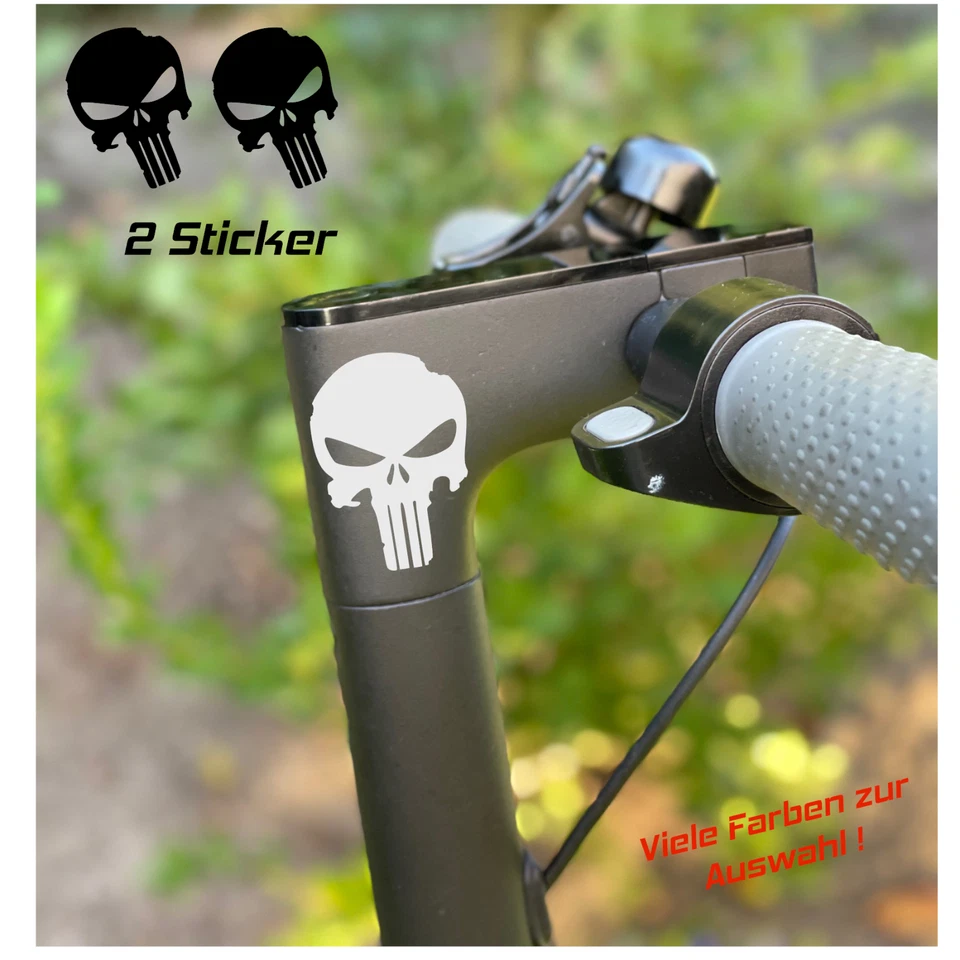 Punisher Totenkopf SKULL Scooter Fahrrad MTB Aufkleber Set 2 Stück - Bild 1 von 4