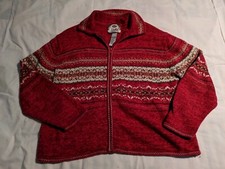 Tiara International Zip Up Sweater Red Ramie/Cotton Material Womens XL Holidays