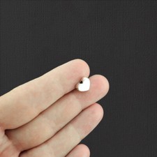 Heart Spacer Metal Beads 10mm x 8mm - Antique Silver Tone - 15 Beads - SC5741