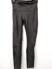 Spanx Moto Biker Leggings Womans L Shimmer Faux Leather Inseam 32" Athleisure