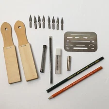 Vintage Office Supply Lot Spencerian Dome Nibs 42 Eraser Guard Pencil Leads More