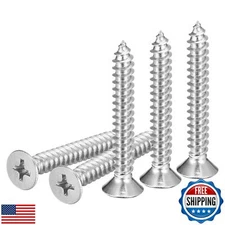 DTGN 100Pcs #10x1-3/8" Flat Head Wood Screws, 304 Stainless Steel Phillips Se