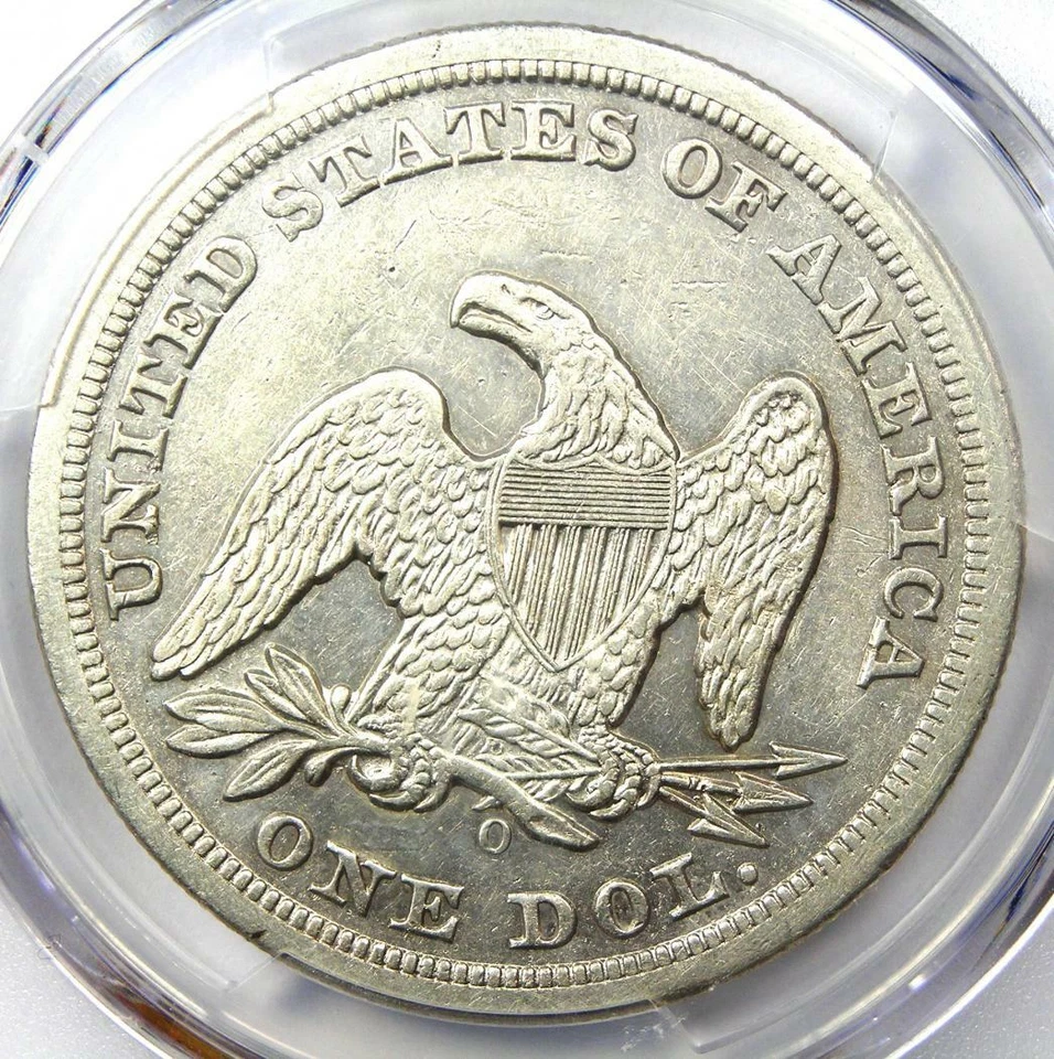 Dólar de plata libertad sentada 1850-O $1 - PCGS AU Detalles - ¡Rara moneda de fecha temprana! Foto 4 de 4