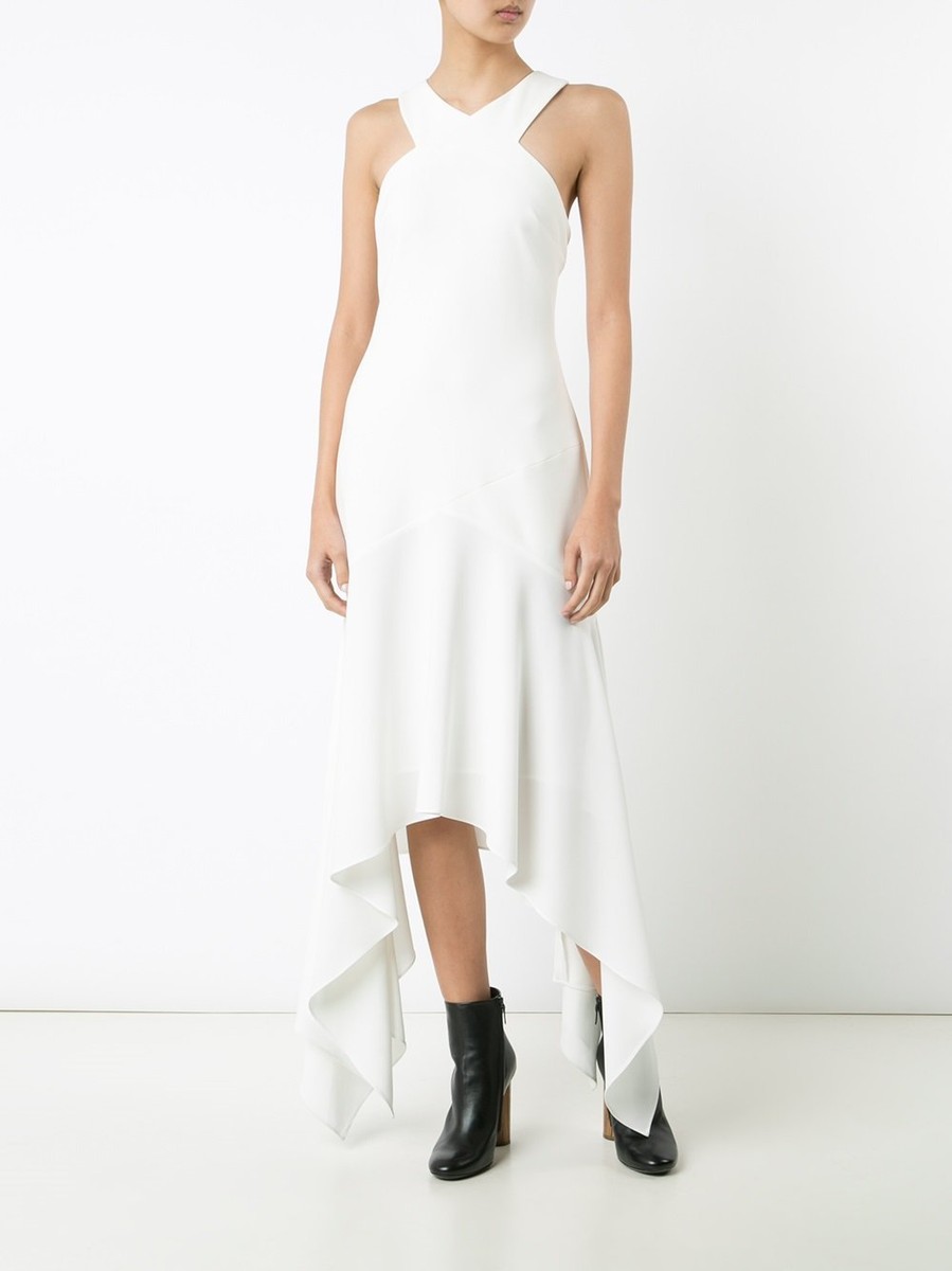 nordstrom asymmetrical dress NEW CINQ A SEPT Racer Back Asymmetric $525 Size 4 IVORY Unlined. Size:XS 6 90s Hip Hop Fashion adset-l12-mica-w-dresses-u79
