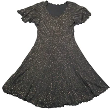 Vtg Rampage Metallic Fit Flare Dress 10 NYE Cocktail Party Shimmer Fairy Goth