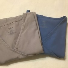 2 Tafford Scrub Tops Medical Uniform Solid Blue Tan Sz Sm