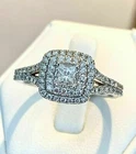 2 Ct Princess Cut Lab Created Halo Diamond Bridal Ring Set 14K White Gold Finish