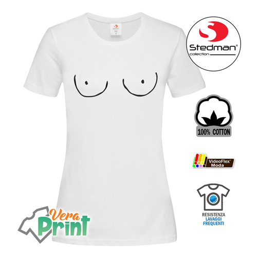 T-shirt Maglia Tette Disegnate Stile Fumetto Senza Bisogno di Seno Nera  Bianca | eBay