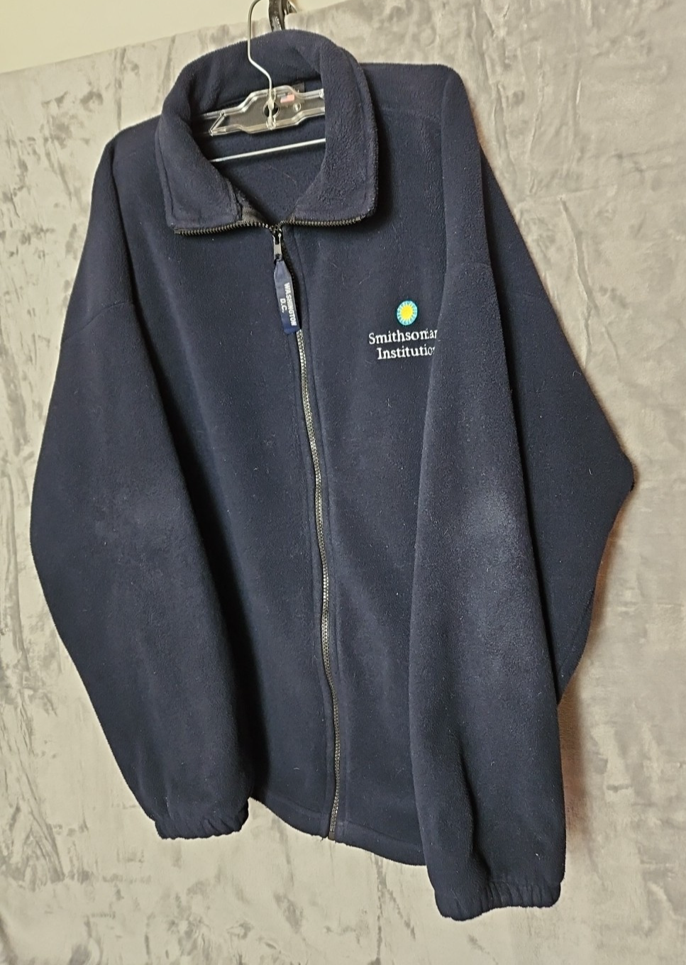 Smithsonian Men's L Black Full Zip Fleece Jacket Made in USA