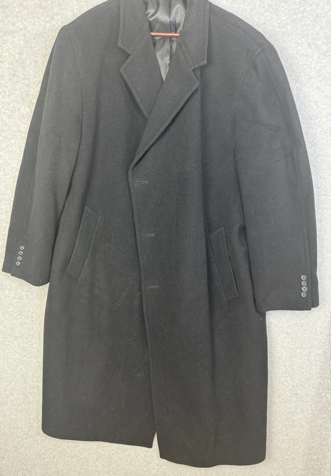 Abrigo Clásico Negro De Colección Bill Blass Lujo Mezcla Lana Cachemira 50R Foto 2 de 4