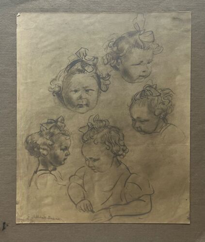 Zeichnung Emmy Wohlwill-Thomae 1883-1961 Porträt Kinder Köpfe #3 Studien - Bild 1 von 10