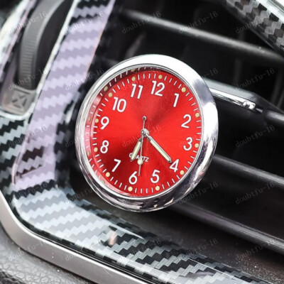Mini Red Car Dashboard Clock Stick-On Watch Accessories For Truck Boat Vehicle