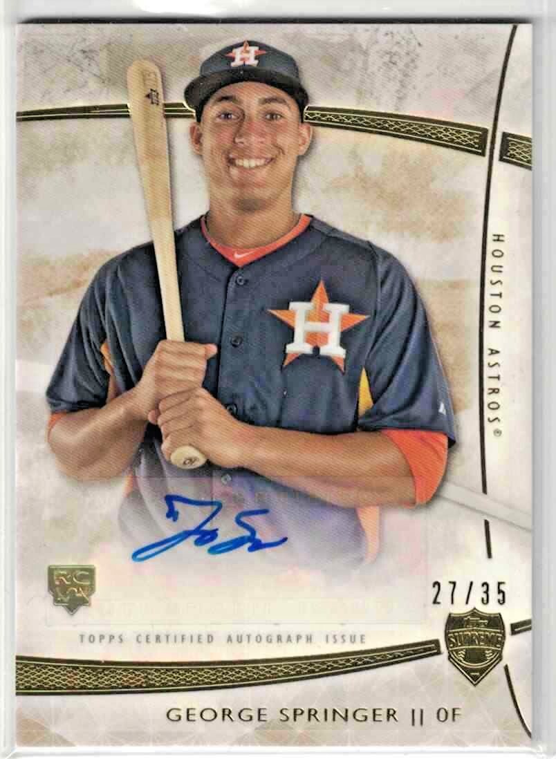 2014 TOPPS SUPREME #SA-GS GEORGE SPRINGER RC AUTOGRAPH #'D 27/35 ASTROS ROOKIE