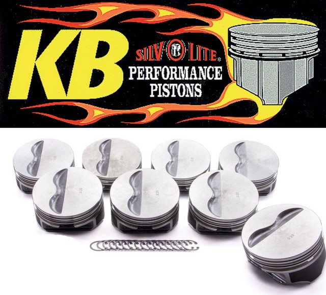 KEITH BLACK Claimer 9908HC Flat Top 2vr Pistons Set/8 for Chevy 350 w/6