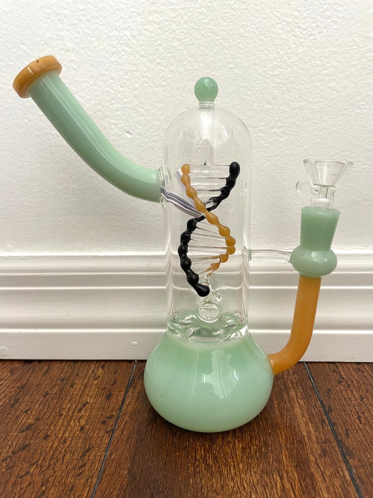 8.5” Premium Glass Water Pipe Turbine DNA Perc Green 14mm