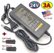 24V 3A 72W AC/DC Adapter Power Supply Home Electronic / LED Strips 2 Power Tips