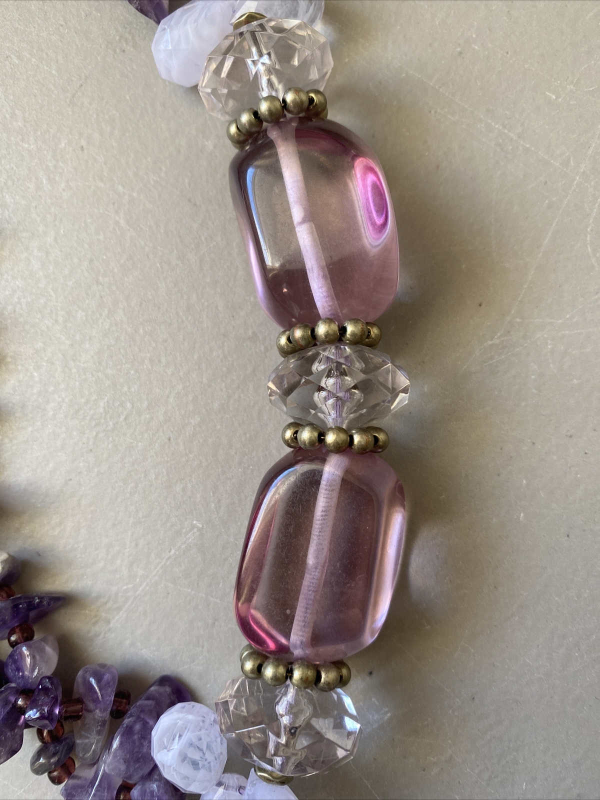 Large amethyst statement necklace Signed - image 4
