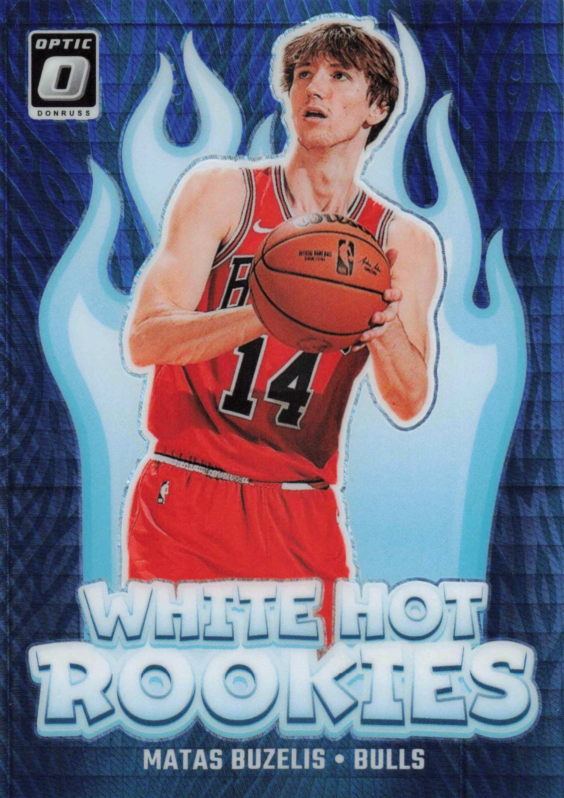 Matas Buzelis Rookie #10 2024-25 Donruss Optic White Hot Rookies Blue Hyper /175