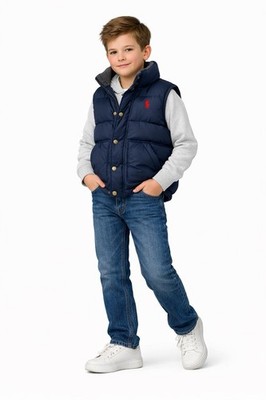Polo Ralph Lauren quilted vest for children, size 5, blue, snap-button closure.