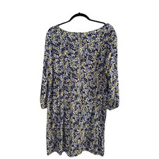 Women’s 2x flowy Shift Dress Long Sleeve Blue Yellow Floral Lightweight Easter