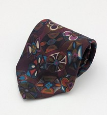 Perry Ellis 100% Italian Silk Necktie Made in USA Vintage Multicolor Floral
