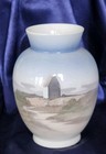 ROYAL COPENHAGEN ART NOUVEAU HAND PAINTED PORCELAIN VASE "SANDED CHURCH" — photo 6