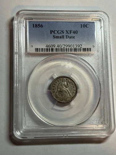 1856 10C Small Date Liberty Seated Dime PCGS XF40 Nice Type Coin