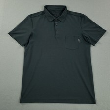 Vuori Polo Shirt Men's Medium Gray Short Sleeve Logo Chest Pocket Performance