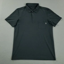 Vuori Polo Shirt Men's Medium* Gray Short Sleeve Logo Chest Pocket Performance