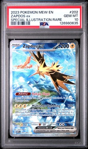 2023 POKEMON MEW EN-151 SPECIAL ILLUSTRATION RARE #202 ZAPDOS EX PSA 10