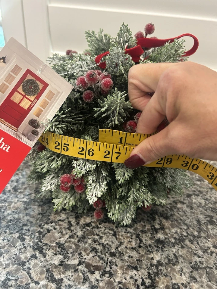 Martha Stewart Hanging Topiary Kissing Plant Ball Winter Fern PIP Berries 8" - Image 4 of 4