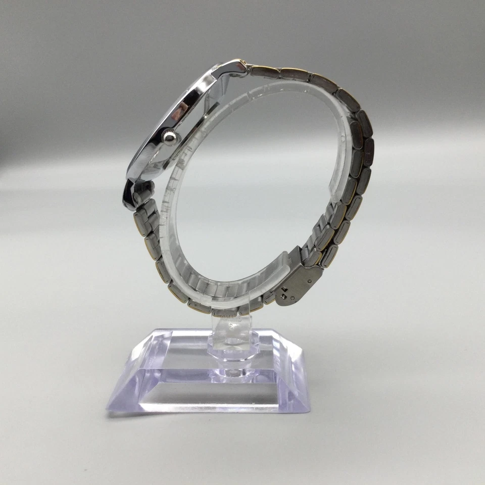 Q&Q Reloj Hombre 40mm Oro Plata Dos Tonos Acero Inoxidable Esfera Blanca 9.25" b Foto 3 de 4