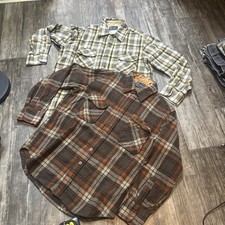 Vintage 80s JC Penney The Men's Shop Plaid Button Up Flannel Shirt Lot Of 2 L