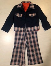 Vintage 70s Youth Boys M Red White Blue Leisure Suit Jacket Pants RARE