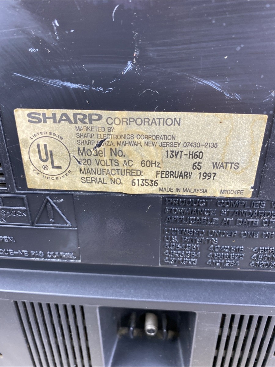Sharp Retro Gaming 13in TV/VHS Combo 13VT-H60 ⚠️Broken VHS doesn