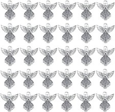AUEAR, Antique Silver Angel Charms Pendants for DIY Jewelry 100 Pack,