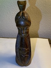 Vtg Hand-Carved Female Bust Sculpture 11” Philippines Mahogany Wood MCM