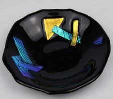 Handcrafted Iridescent Black Ceramic Decorati...
