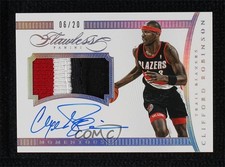 2014-15 Panini Flawless Momentous Memorabilia 6/20 Clifford Robinson Auto 3d3