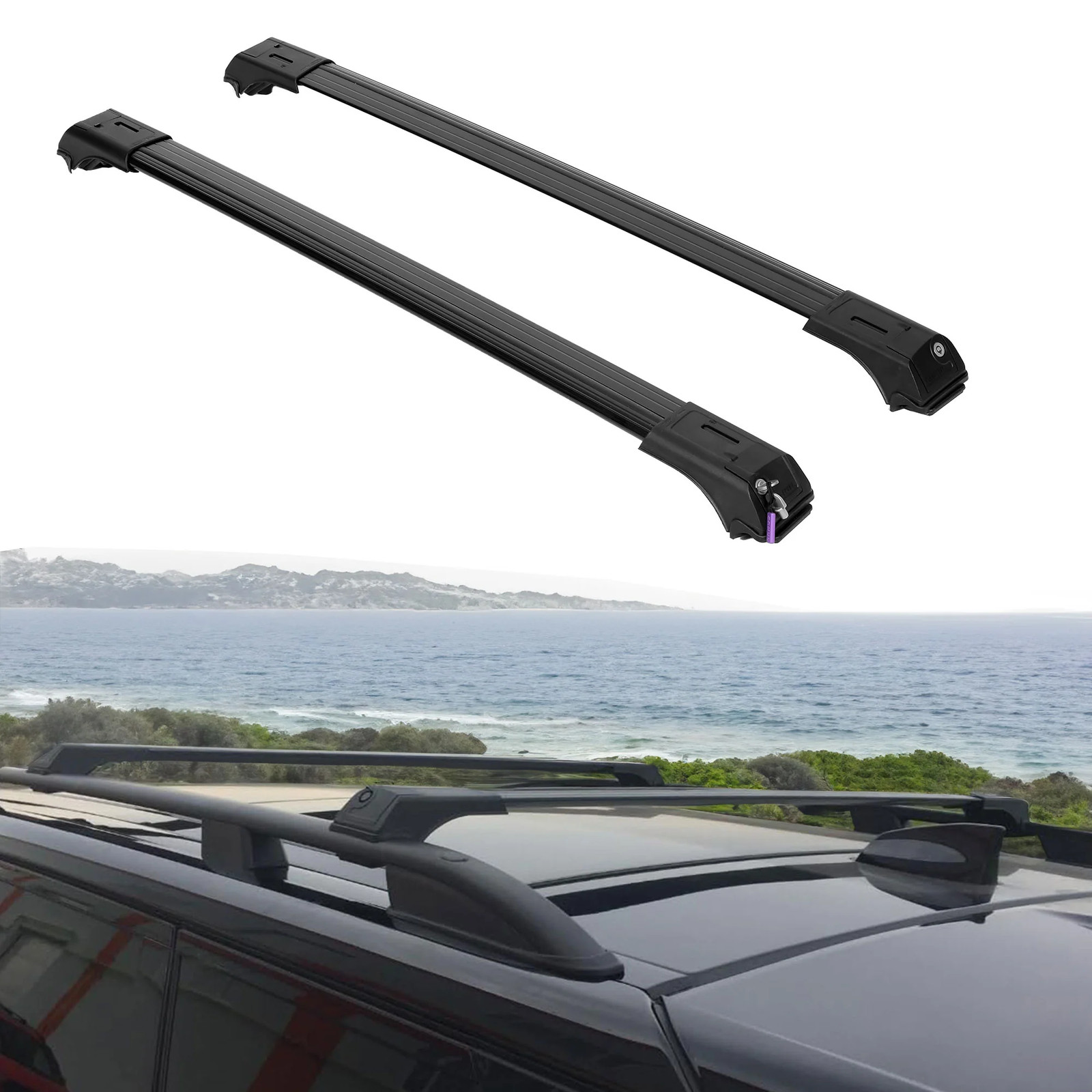 2X Car Roof Rack for Toyota Proace/Proace Verso 2017+ Lockable Roof Bars Black
