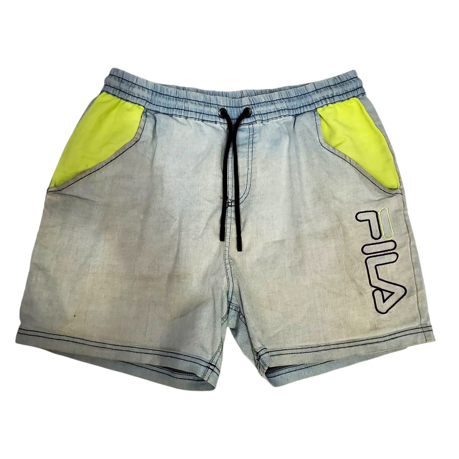 FILA pantaloncino uomo grande grigio verde fluo corsa casual tempo libero casual outdoor
