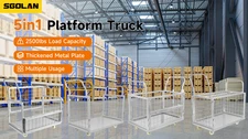 2Size-5 IN1Platform Truck Cart with Cage Load 2500LBS Multi-Functional Cage Cart
