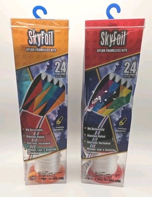 SkyFoil Nylon Frameless Kite 24  Long Ages 8 to Adult LOT OF 2 kites NEW