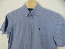 Polo Ralph Lauren Shirt Mens XL Blue Check Classic Fit Short Sleeve Button Down