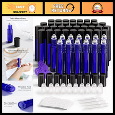 48 Pack Cobalt Blue Glass Essential Oil Roller Bottles 10ml with Stainless Steel